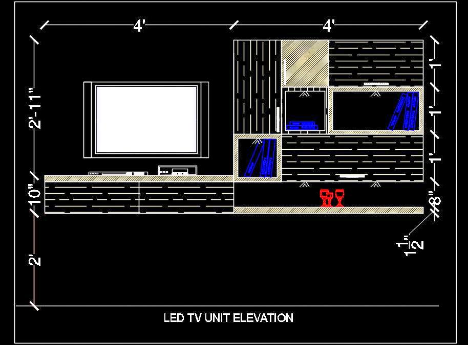 TV Unit DWG Models Free Download